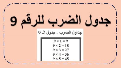 جدول الضرب 9
